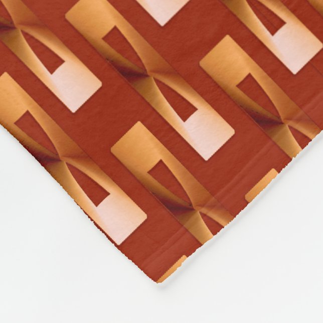 Art Deco Metallic Geometric - Copper and Rust Fleece Blanket (Corner)
