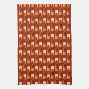 Art Deco Metallic Geometric - Copper and Rust Kitchen Towel