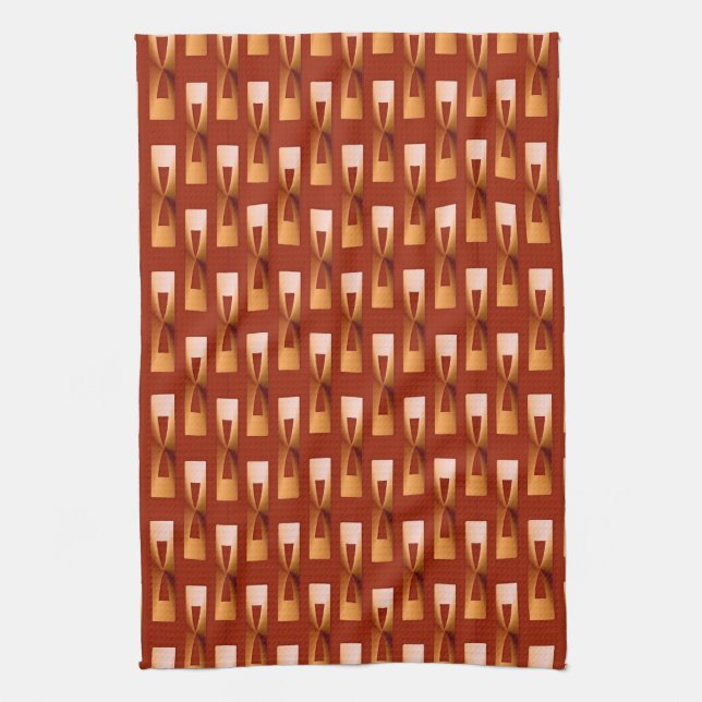 Art Deco Metallic Geometric - Copper and Rust Kitchen Towel (Vertical)