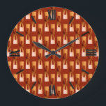 Art Deco Metallic Geometric - Copper and Rust Large Clock<br><div class="desc">Art Deco Industrial Chic geometric pattern in a metallic 3-d effect - shades of bright to deep copper or a rust brown background</div>