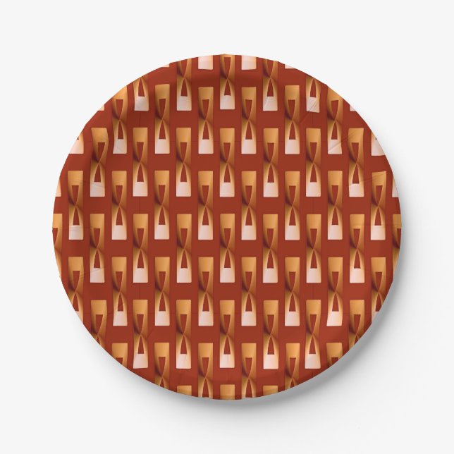 Art Deco Metallic Geometric - Copper and Rust Paper Plate (Front)