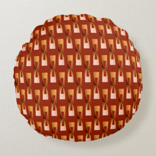 Art Deco Metallic Geometric - Copper and Rust Round Pillow
