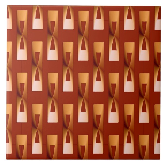Art Deco Metallic Geometric - Copper and Rust Tile (Front)