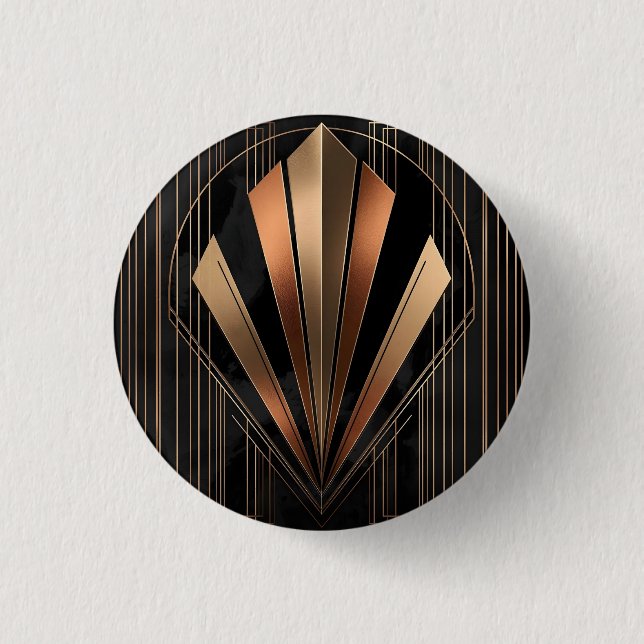 Art Deco Metallic Geometric Elegance 1 Inch Round Button (Front)