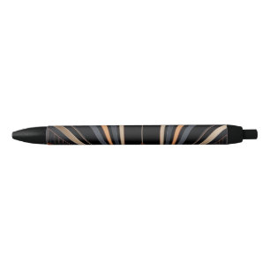 Art Deco Metallic Geometric Elegance Black Ink Pen