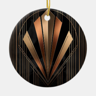 Art Deco Metallic Geometric Elegance Ceramic Ornament