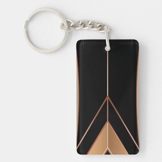 Art Deco Metallic Geometric Elegance Keychain (Front)