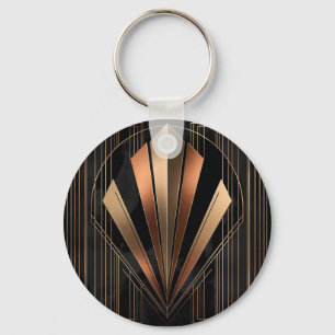 Art Deco Metallic Geometric Elegance Keychain
