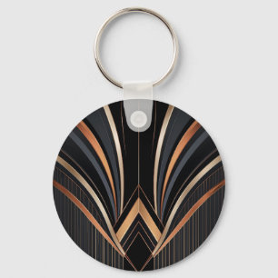 Art Deco Metallic Geometric Elegance Keychain