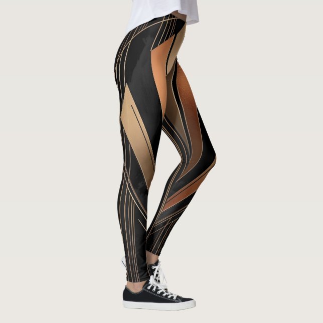Art Deco Metallic Geometric Elegance Leggings (Right)