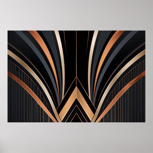 Art Deco Metallic Geometric Elegance Poster (Front)