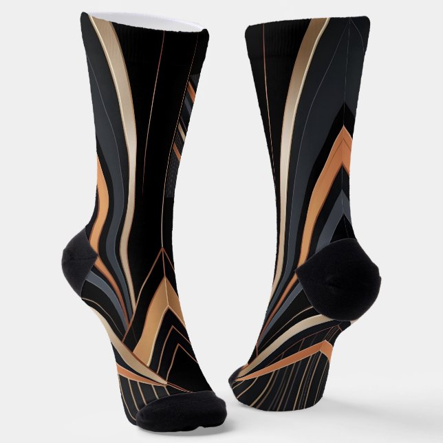 Art Deco Metallic Geometric Elegance Socks (Angled)