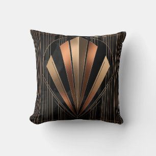 Art Deco Metallic Geometric Elegance Throw Pillow