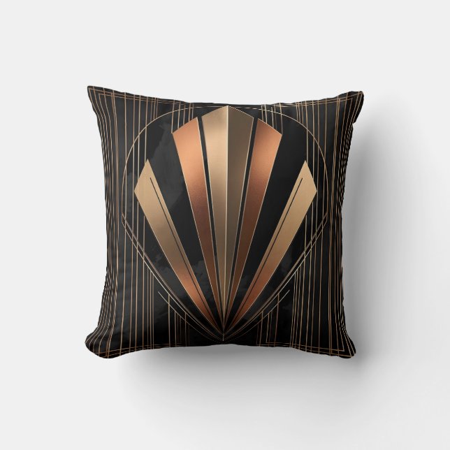 Art Deco Metallic Geometric Elegance Throw Pillow (Front)