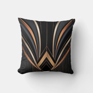 Art Deco Metallic Geometric Elegance Throw Pillow