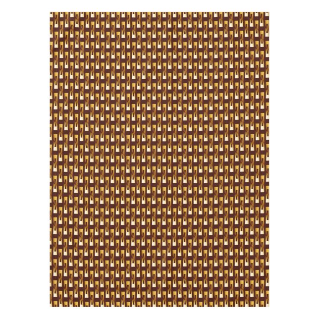 Art Deco Metallic Geometric - Gold and Chocolate Tablecloth (Front)