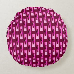 Art Deco Metallic Geometric - Orchid and Purple Round Pillow