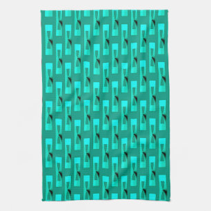 Art Deco Metallic Geometric - Peacock and Teal Kitchen Towel