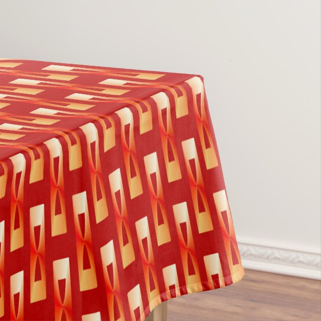 Art Deco Metallic Geometric - Red and Coral Tablecloth (In Situ)