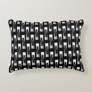 Art Deco Metallic Geometric - Silver and Black Accent Pillow