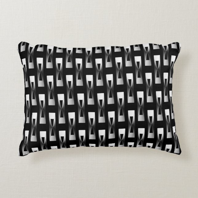 Art Deco Metallic Geometric - Silver and Black Accent Pillow (Front)