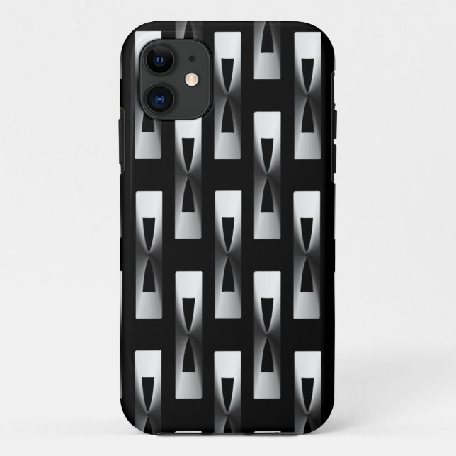 Art Deco Metallic Geometric - Silver and Black Case-Mate iPhone Case (Back)