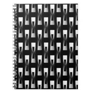 Art Deco Metallic Geometric - Silver and Black Notebook