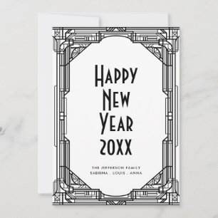 Art deco minimalist Happy New Year's card