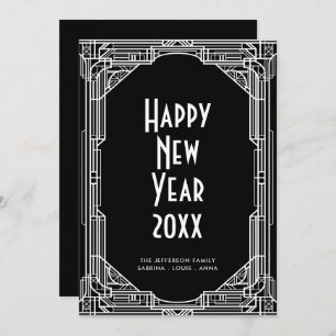 Art deco minimalist retro Happy New Year's card