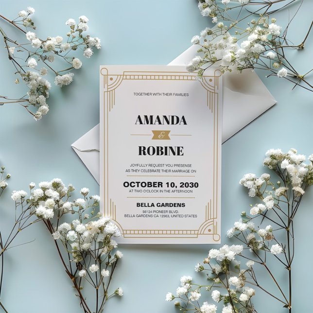 Art Deco Minimalist Wedding Invitation (Creator Uploaded)