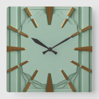 Art Deco Mint Elegant Square Wall Clock