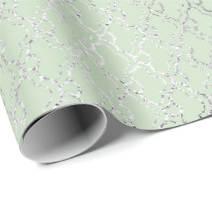 Art Deco Mint Green Silver Scales Vip Wrapping Paper