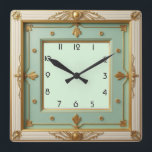 Art Deco Mint Square Wall Clock<br><div class="desc">Great clock design. You will love it like others. Be free to use this design for other product you like or to customize and add your text. Follow me for more. Thank you. Have a nice day.</div>