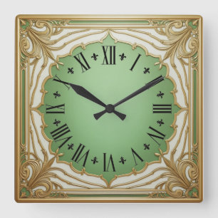 Art Deco Mint Square Wall Clock