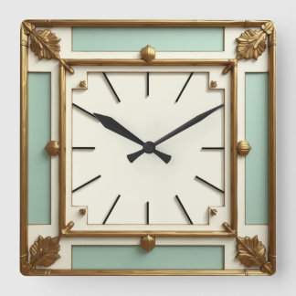 Art Deco Mint Square Wall Clock