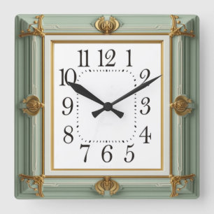 Art Deco Mint Square Wall Clock