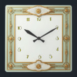 Art Deco Mint Square Wall Clock<br><div class="desc">Great clock design. You will love it like others. Be free to use this design for other product you like or to customize and add your text. Follow me for more. Thank you. Have a nice day.</div>