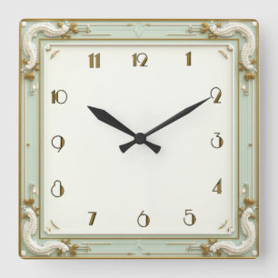 Art DEco Mint Square Wall Clock