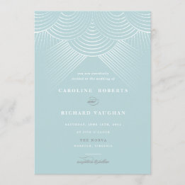 Art Deco Mint String Lights Wedding Invitation