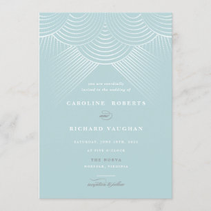 Art Deco Mint String Lights Wedding Invitation
