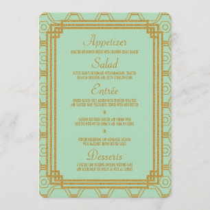 Art Deco Mint Wedding Menu