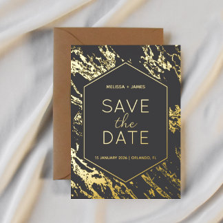 Art Deco Modern Hexagon Wedding Save the Date