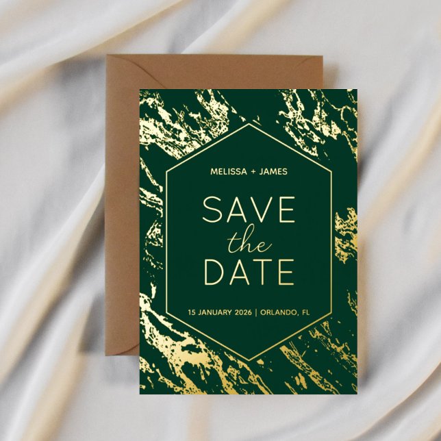 Art Deco Modern Hexagon Wedding Save the Date (Creator Uploaded)