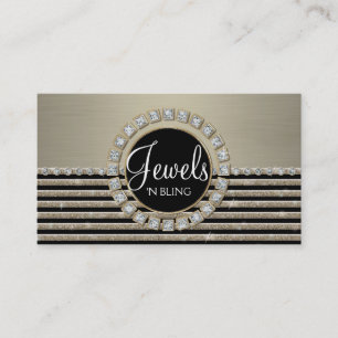 Art Deco Modern Horizontal Stripe Glitter Business Card