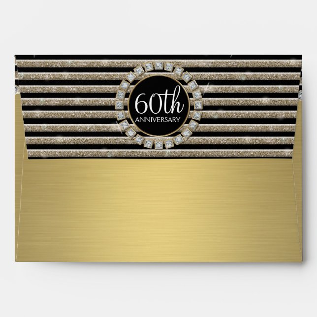 Art Deco Modern Horizontal Stripe Glitter Look Envelopes (Back (Top Flap))