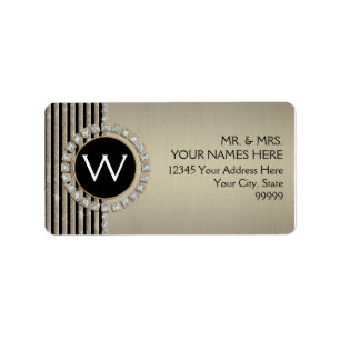 Art Deco Modern Horizontal Stripe Glitter Look Label