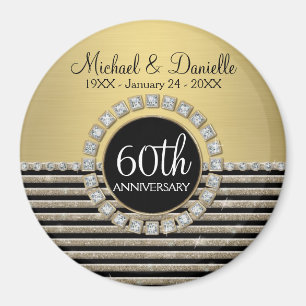 Art Deco Modern Horizontal Stripe Glitter Look Magnet