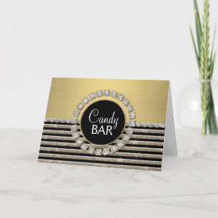 Art Deco Modern Horizontal Stripe Glitter Look Note Card