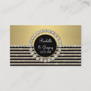 Art Deco Modern Horizontal Stripe Glitter Look Place Card