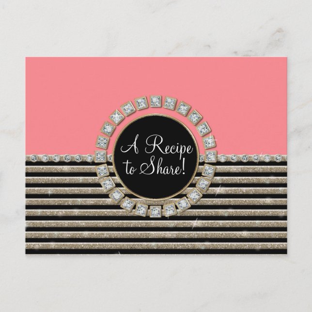 Art Deco Modern Horizontal Stripe Glitter Look Postcard (Front)